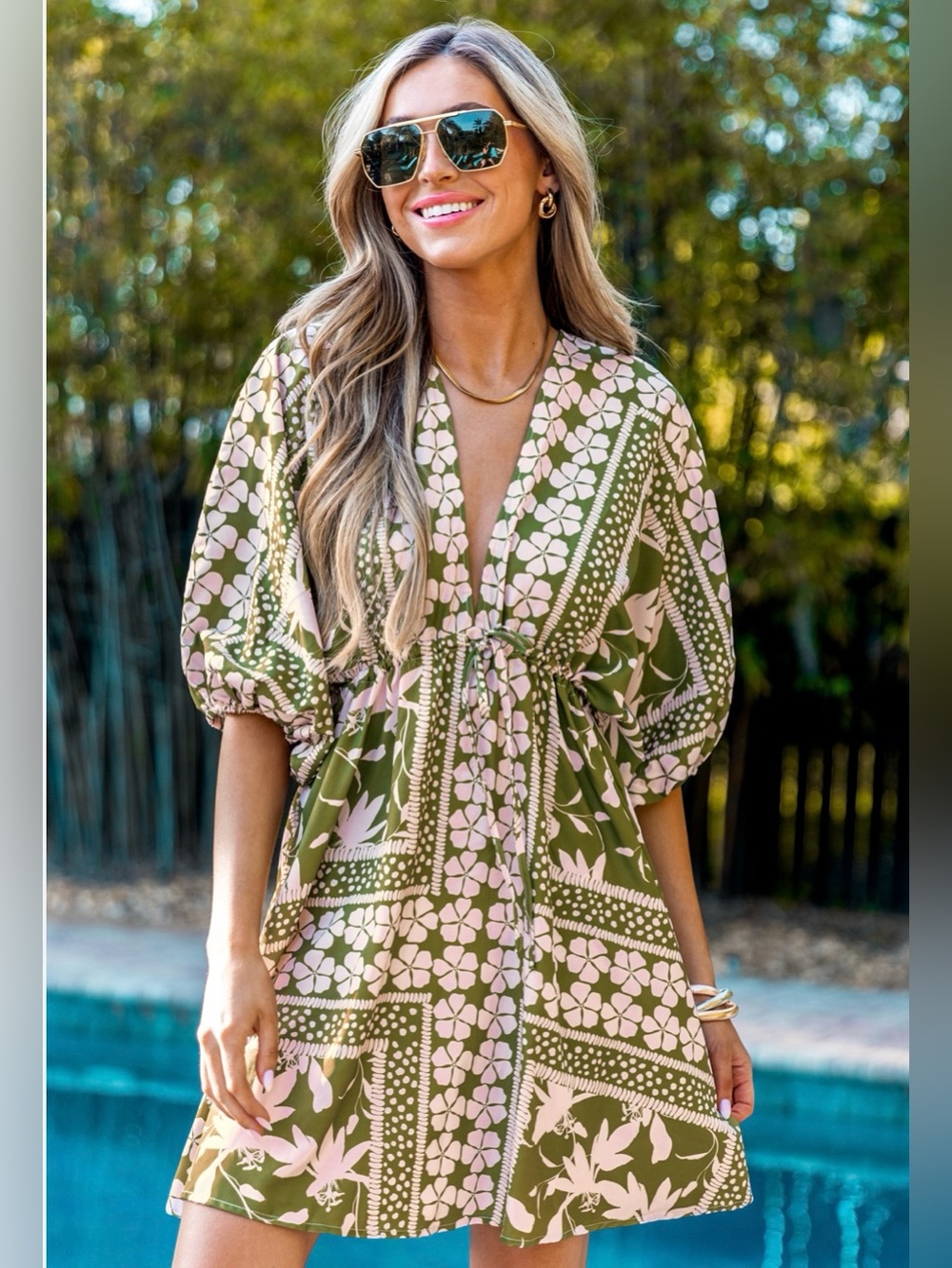CUPSHE | Tropical Floral Cover-Up Mini Dress XL